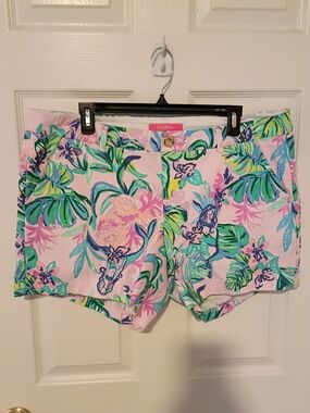 Lilly Pulitzer Lilac& Purple Tropical Mermaid Cotton Shorts NWOT Never Worn 14